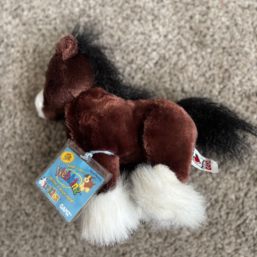 New Ganz HS139 Webkinz 8" CLYDESDALE HORSE Plush Toy w/ Sealed Unused Code